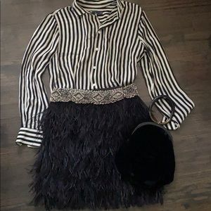 Adam Lippes Ostrich feather embellished skirt